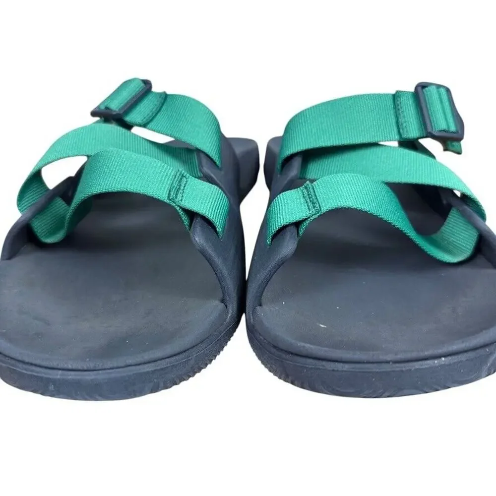 Chaco Chillos Slide Navy Green Mens Sandals Sporty Summer Shoes Flip Flops sz 14